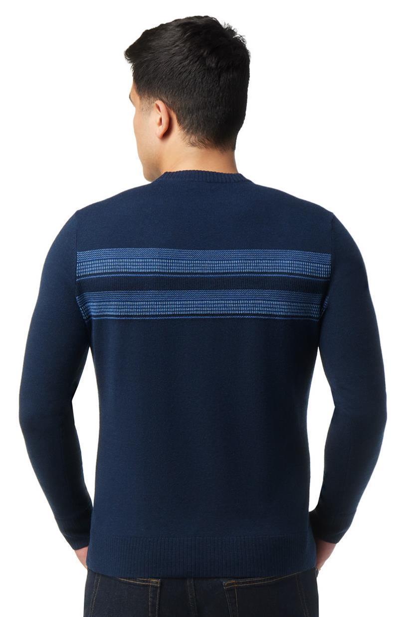 Sparwood Stripe Crew Sweater - Mens - Deep Navy Heather / Laguna Blue Heather 3
