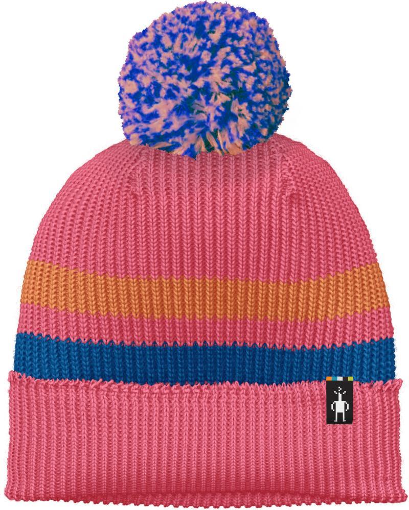 Stripe Pom Beanie - Kids - Guava Pink 1