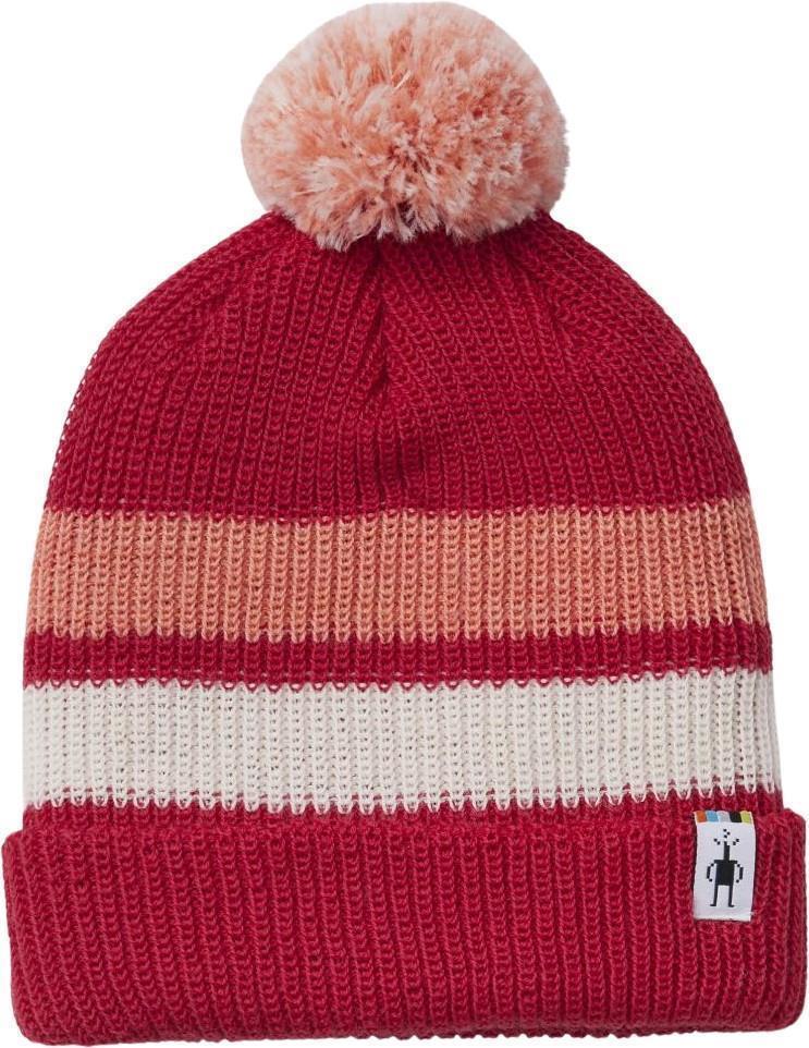 Stripe Pom Beanie - Kids - Pomegranate 1