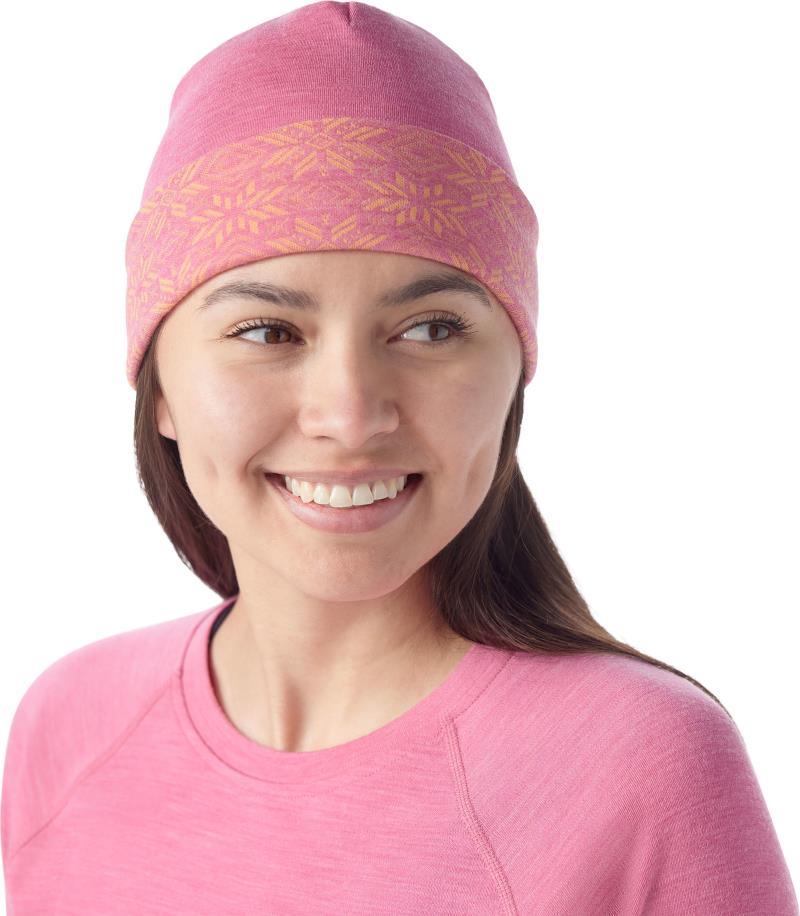 Thermal Merino 250 Reversible Cuffed Beanie - Garden Pink Digi Snow 1