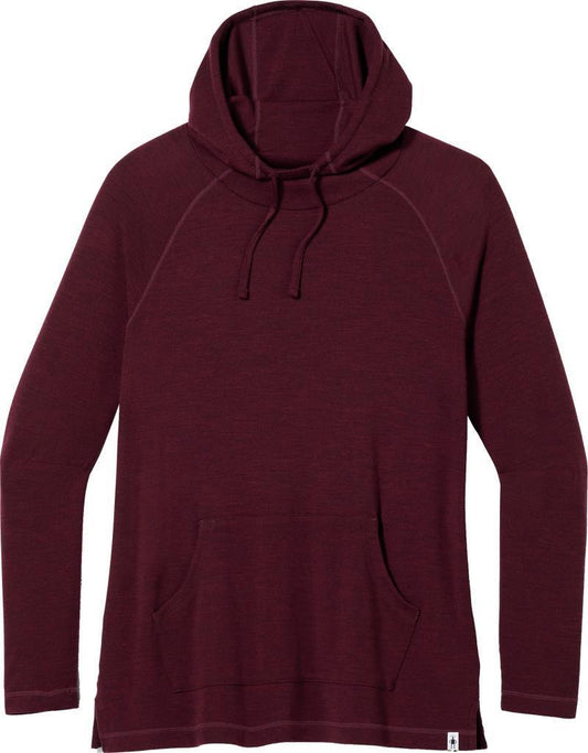 Thermal Merino Drape Neck Hoodie Plus - Womens - Black Cherry Heather 1