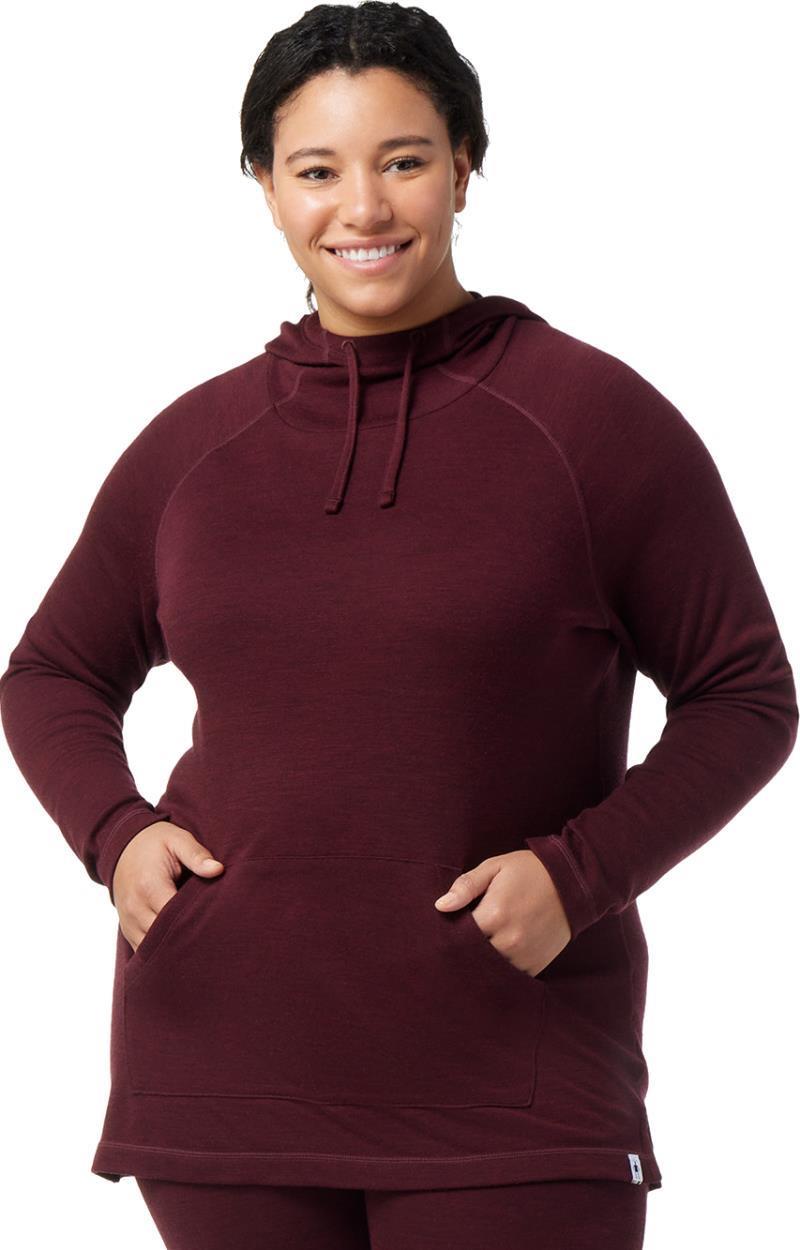 Thermal Merino Drape Neck Hoodie Plus - Womens - Black Cherry Heather 2