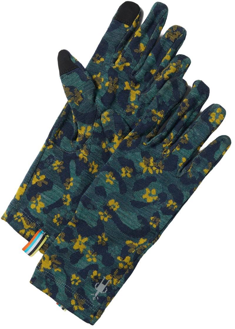 Thermal Merino Gloves - dark teal wild blossom 1