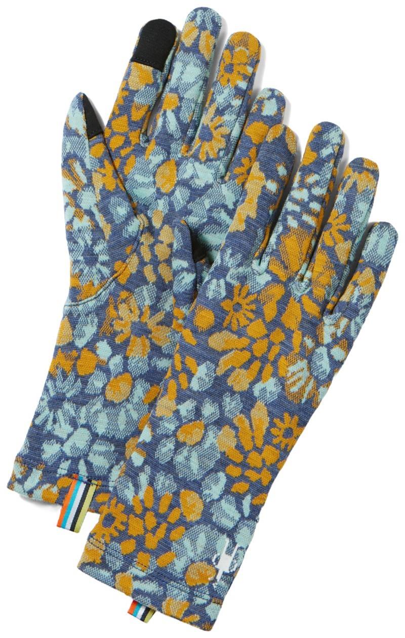 Thermal Merino Gloves - nightfall blue floral 1