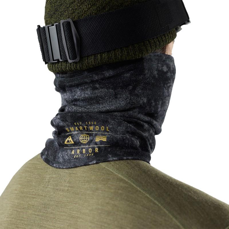 Thermal Merino Long Neck Gaiter - black tie dye 1