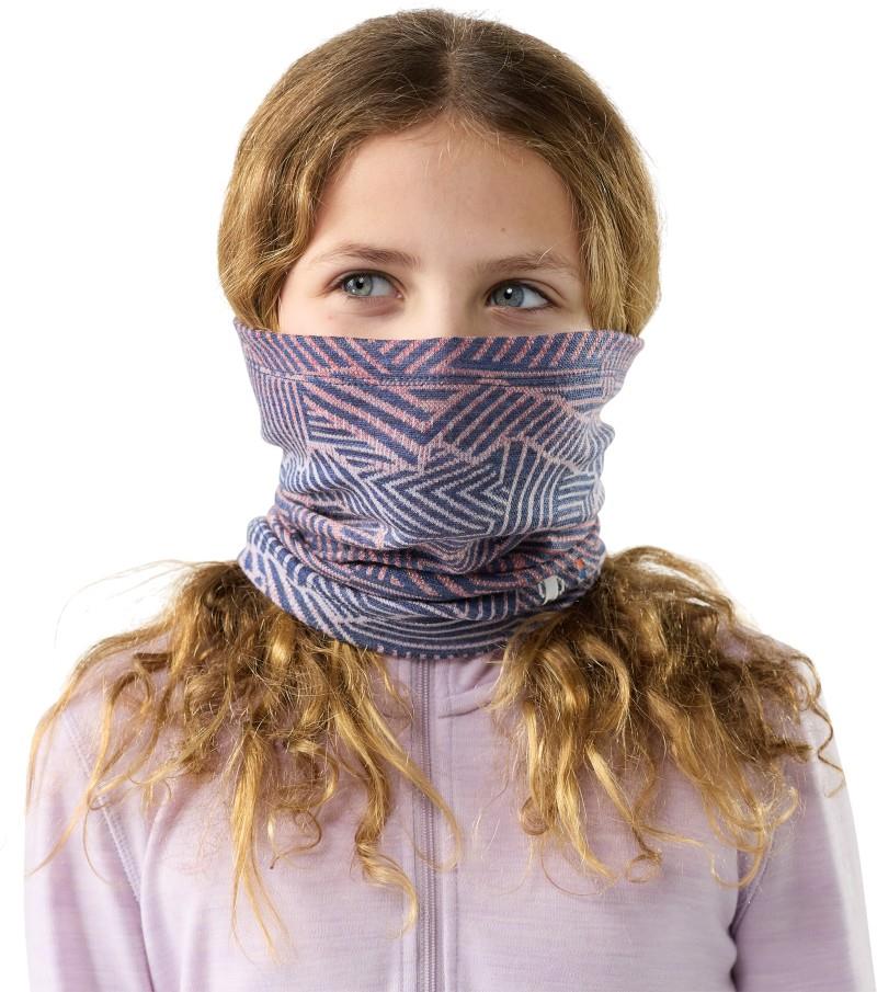 Thermal Merino Neck Gaiter - Kids - indigo linear peaks 1