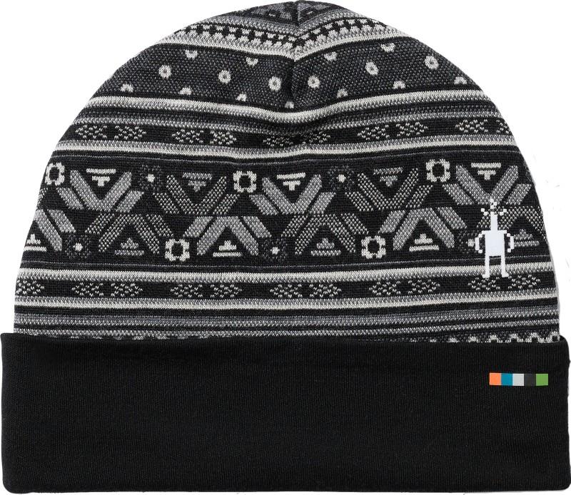 Thermal Merino Reversible Cuffed Beanie - black fair isle fun 1