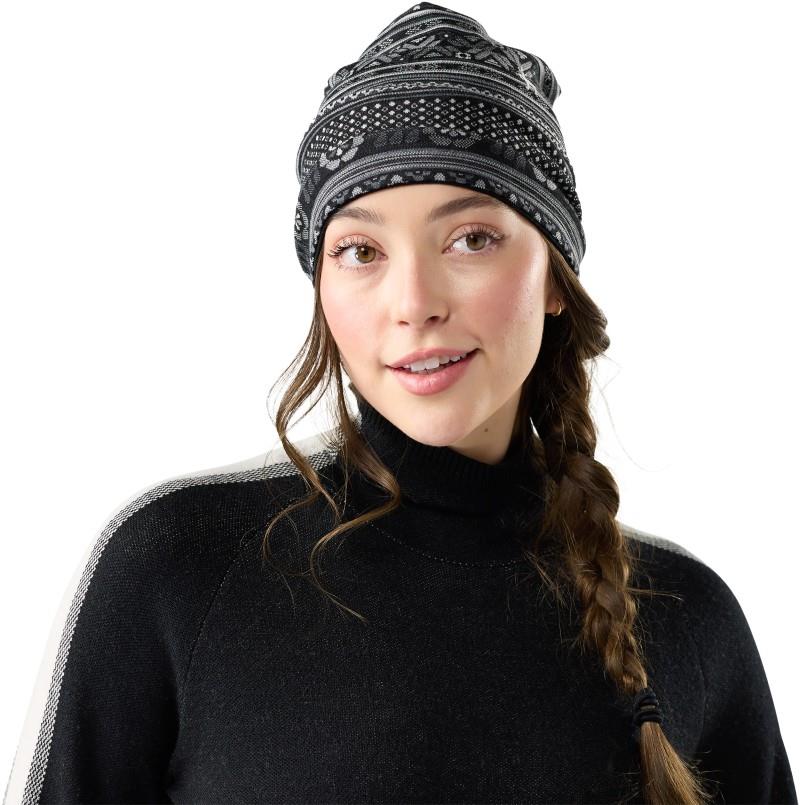 Thermal Merino Reversible Cuffed Beanie - black fair isle fun 1