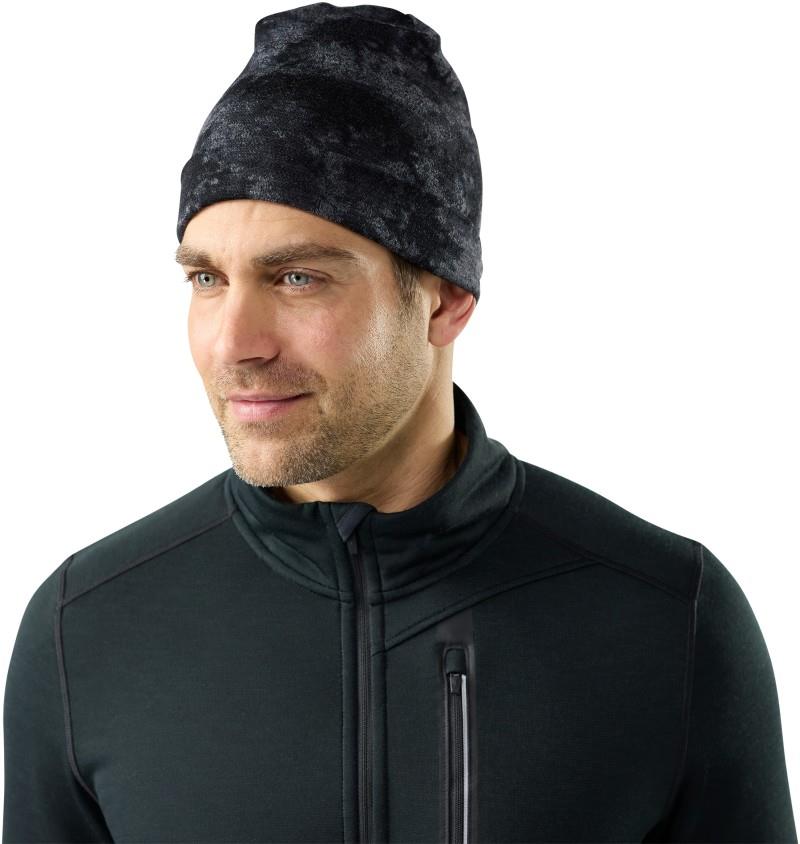 Thermal Merino Reversible Cuffed Beanie - black tie dye 1