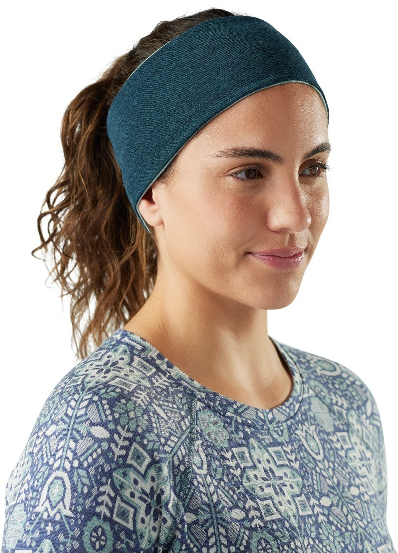 Thermal Merino Reversible Headband - arctic green / twilight blue 1