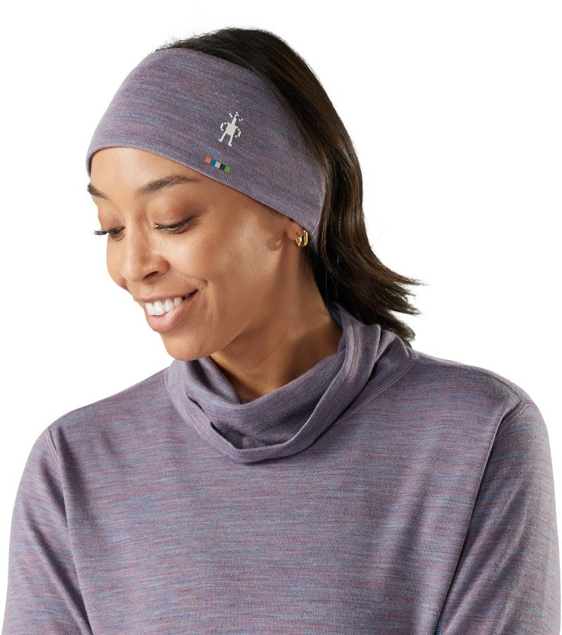 Thermal Merino Reversible Headband - chalk violet heather / nightfall blue 1