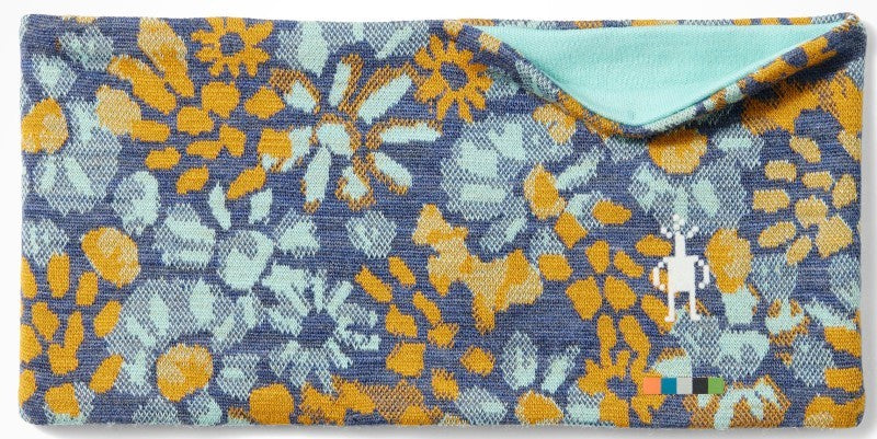 Thermal Merino Reversible Headband - nightfall blue floral 1