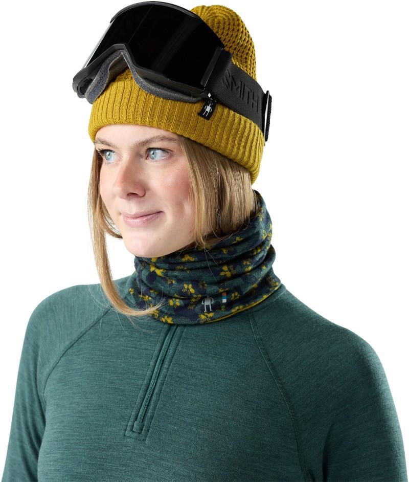 Thermal Merino Reversible Neck Gaiter - dark teal wild blossom 1