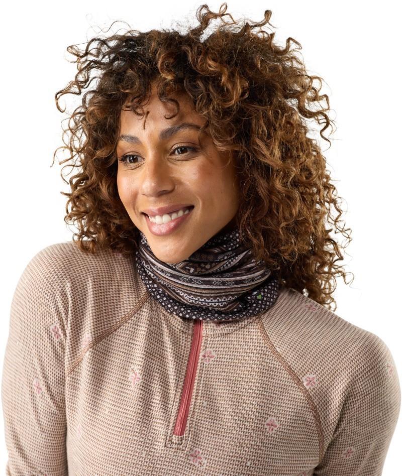 Thermal Merino Reversible Neck Gaiter - mocha fair isle fun 1