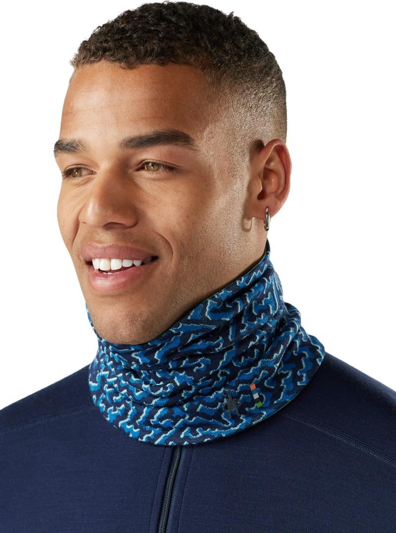 Thermal Merino Reversible Neck Gaiter - pacific blue retro line 1