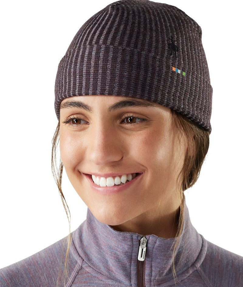Thermal Merino Rib Beanie - mink / chalk violet heather 1