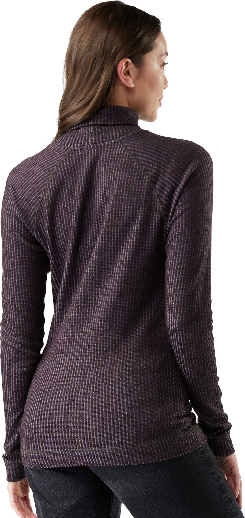 Thermal Merino Rib Turtleneck - Womens - mink / chalk violet heather 1