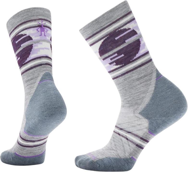 Trail Run Targeted Cushion Sunset Trail Crew Socks - Womens - Light Gray 1