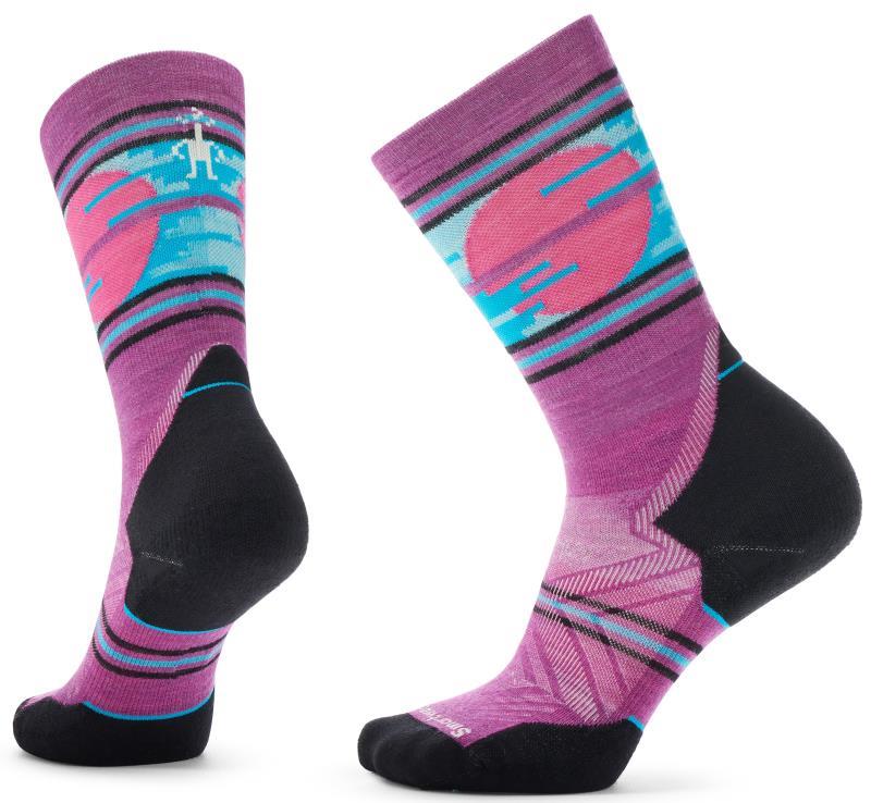 Trail Run Targeted Cushion Sunset Trail Crew Socks - Womens - Meadow Mauve 1