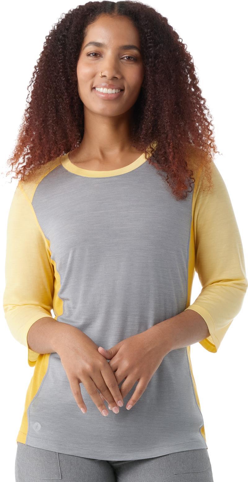 Ultralite Mountain Bike 3/4 Sleeve Tee - Womens - Light Gray / Custard 1