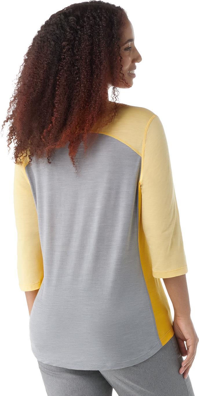 Ultralite Mountain Bike 3/4 Sleeve Tee - Womens - Light Gray / Custard 2