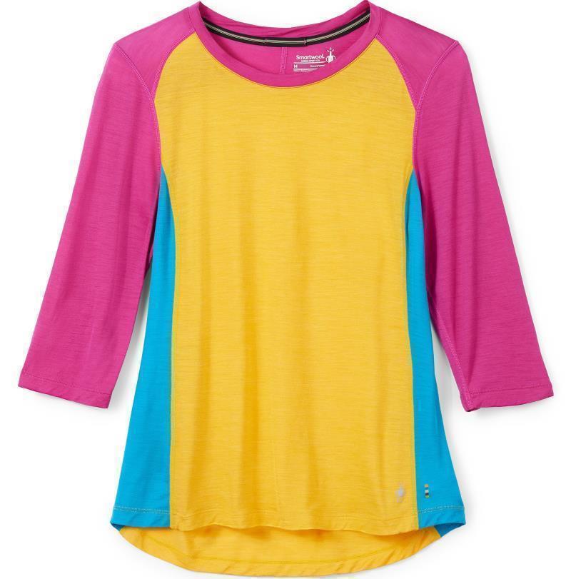 Ultralite Mountain Bike 3/4 Sleeve Tee - Womens - Mango Sorbet Heather 1
