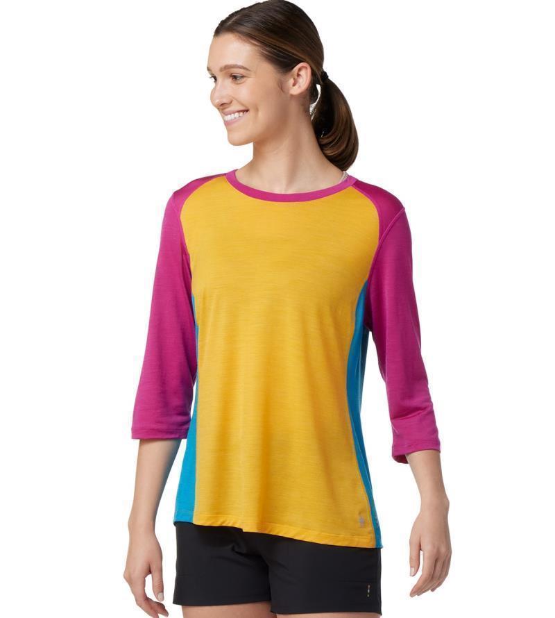 Ultralite Mountain Bike 3/4 Sleeve Tee - Womens - Mango Sorbet Heather 2