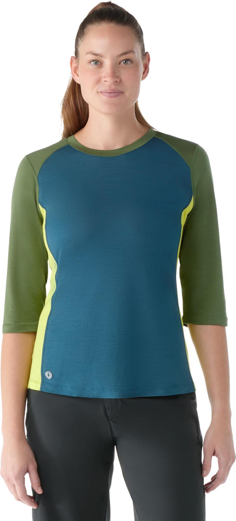 Ultralite Mountain Bike 3/4 Sleeve Tee - Womens - Twilight Blue / Fern Green 1