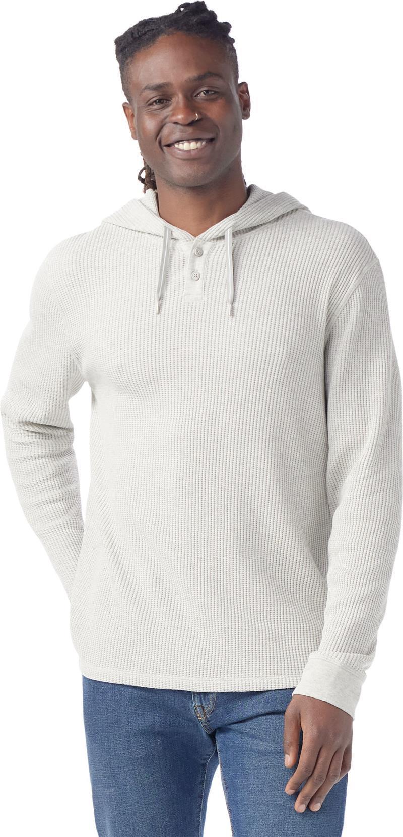 Waffle Henley Hoodie - Mens - Ash Heather 2