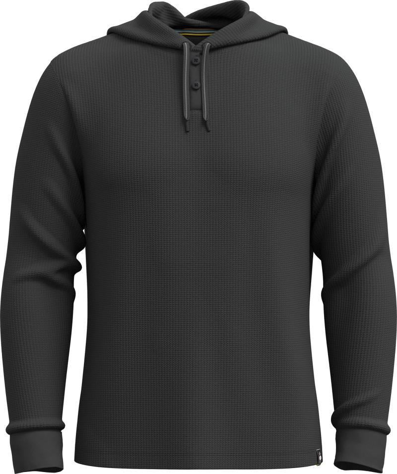 Waffle Henley Hoodie - Mens - Charcoal 1