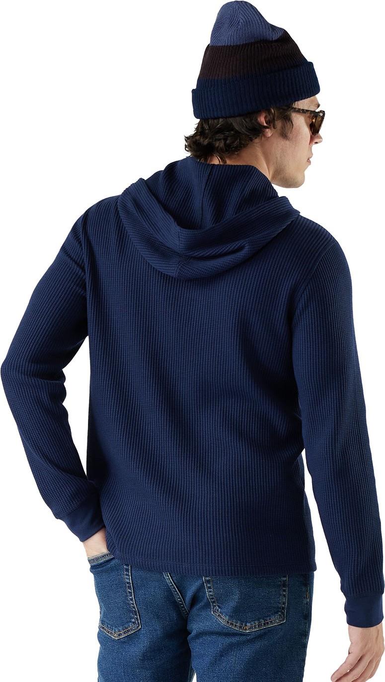 Waffle Henley Hoodie - Mens - deep navy 1