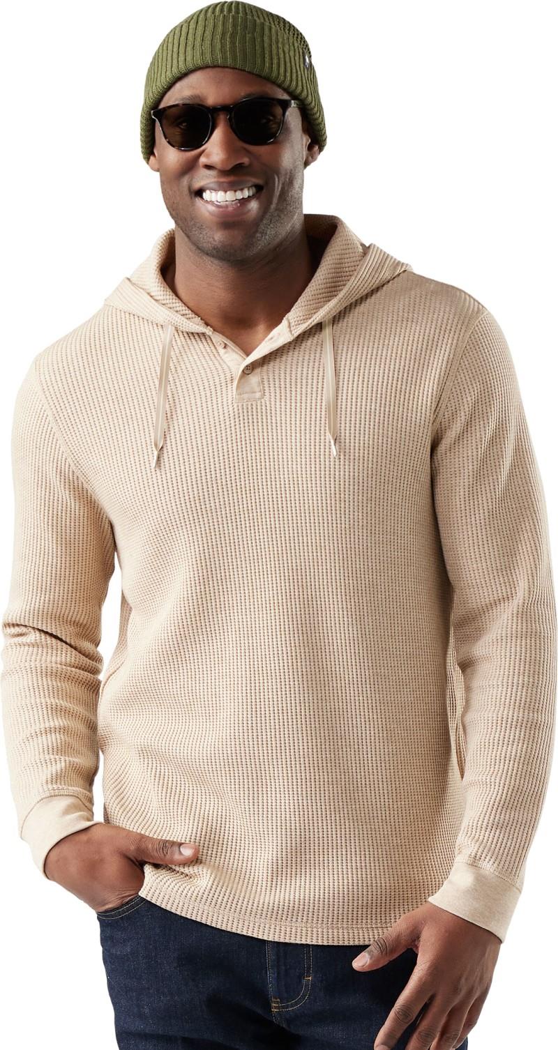 Waffle Henley Hoodie - Mens - toffee cream heather 1