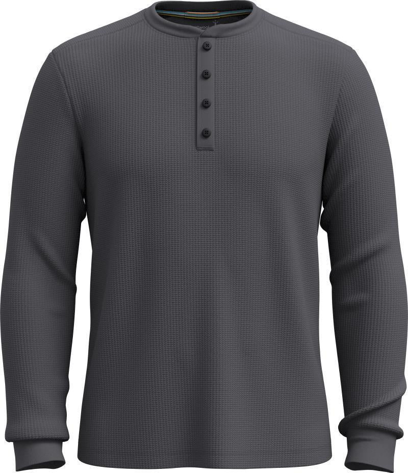 Waffle LS Henley - Mens - Charcoal 1