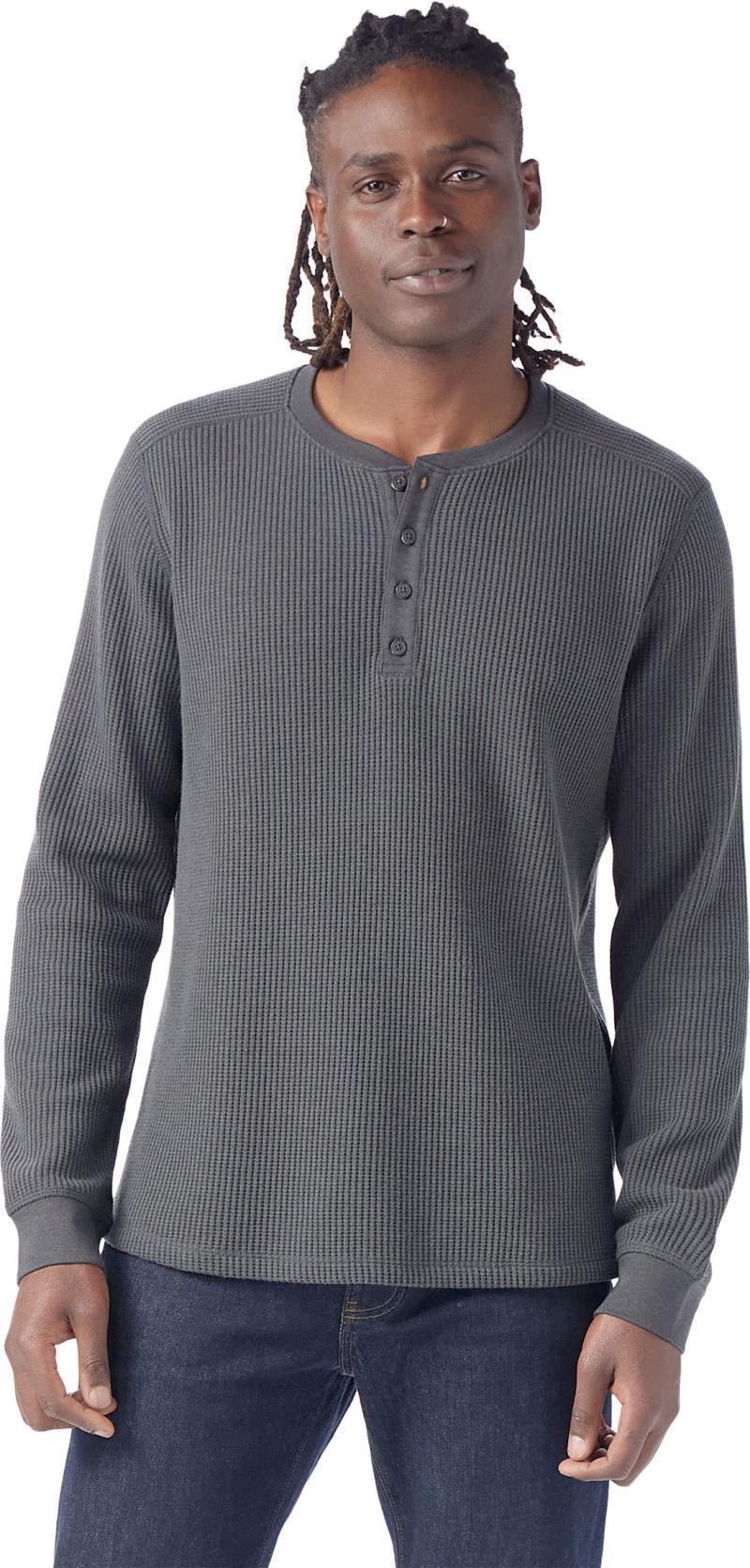 Waffle LS Henley - Mens - Charcoal 2