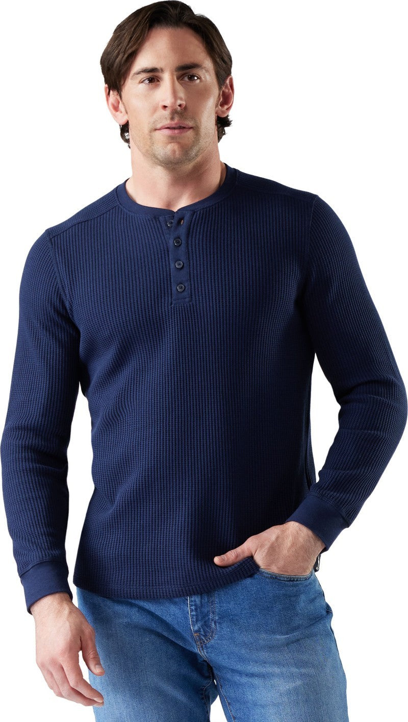 Waffle LS Henley - Mens - deep navy 1
