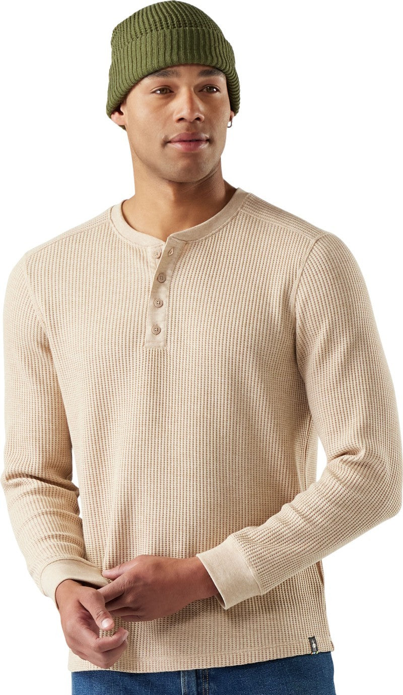 Waffle LS Henley - Mens - toffee cream heather 1