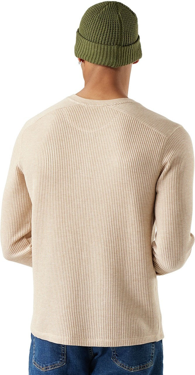Waffle LS Henley - Mens - toffee cream heather 1