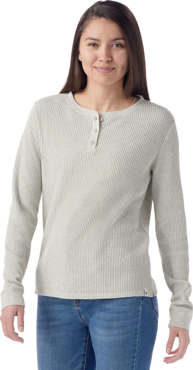Waffle Long Sleeve Henley - Womens - Ash Heather 2