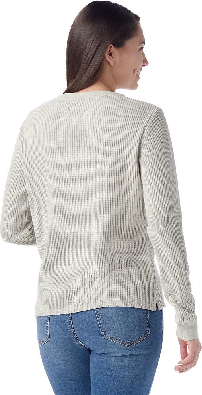 Waffle Long Sleeve Henley - Womens - Ash Heather 3