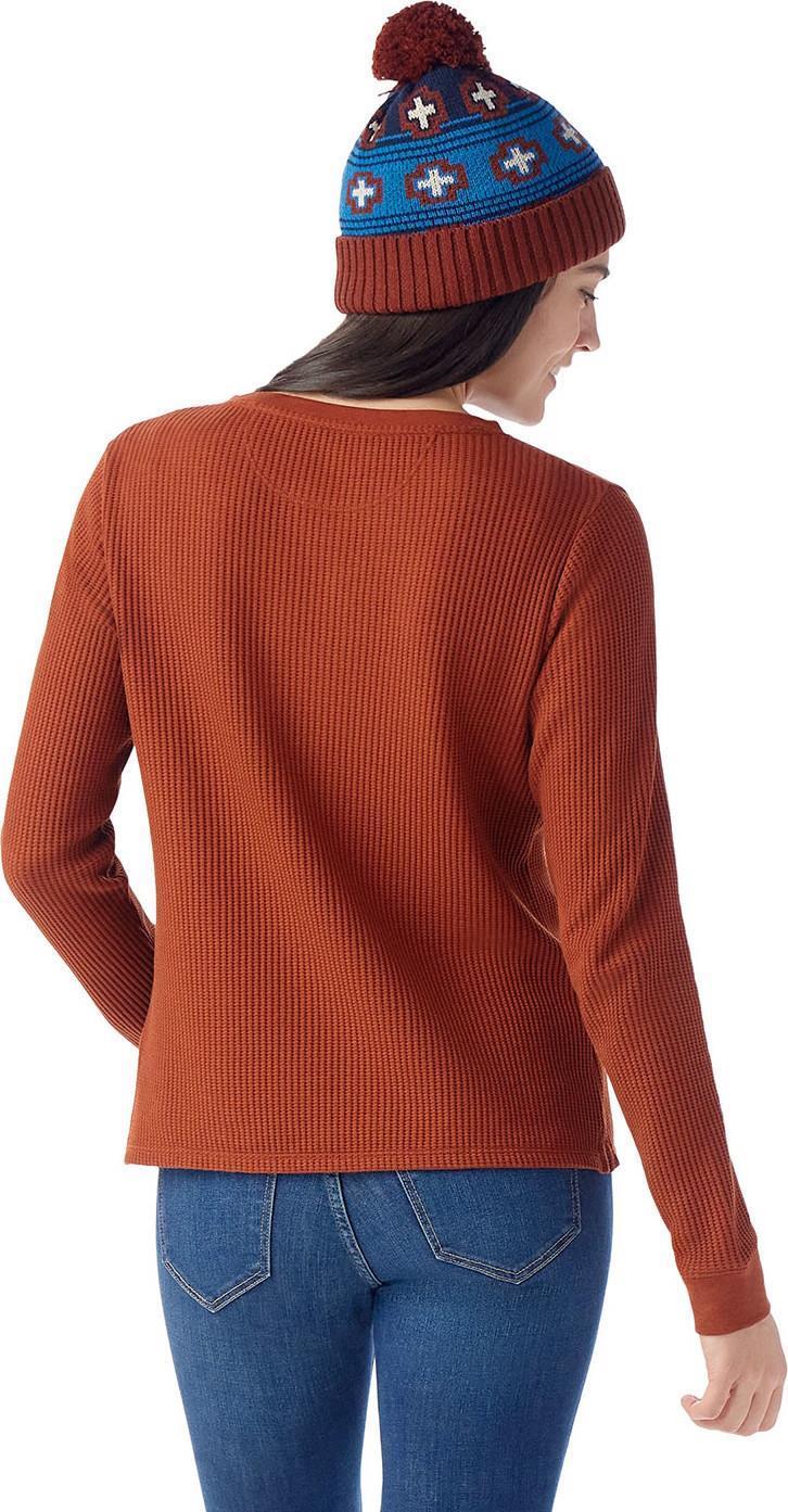 Waffle Long Sleeve Henley - Womens - Pecan Brown 3