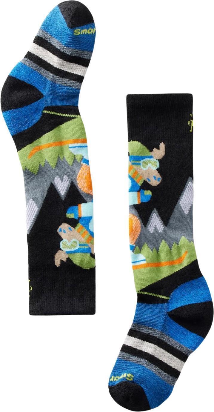 Wintersport Full Cushion Mountain Moose Pattern Over The Calf Socks - Kids - Black 1