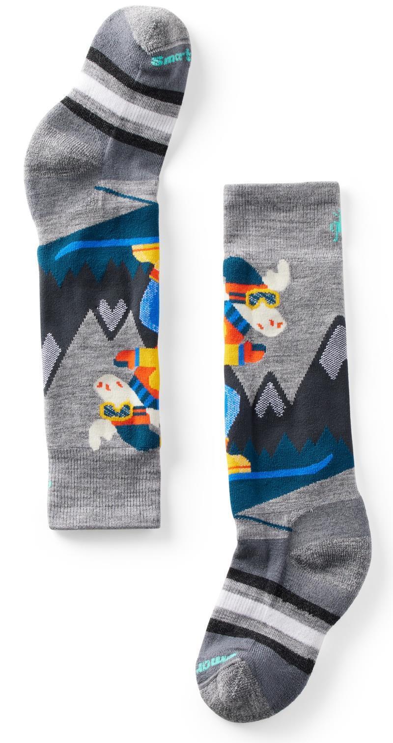 Wintersport Full Cushion Mountain Moose Pattern Over The Calf Socks - Kids - Light Gray 1