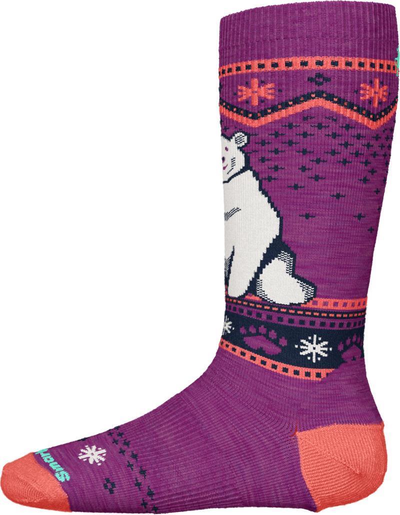 Wintersport Full Cushion Polar Bear Pattern Over The Calf Socks - Kids - meadow mauve 1