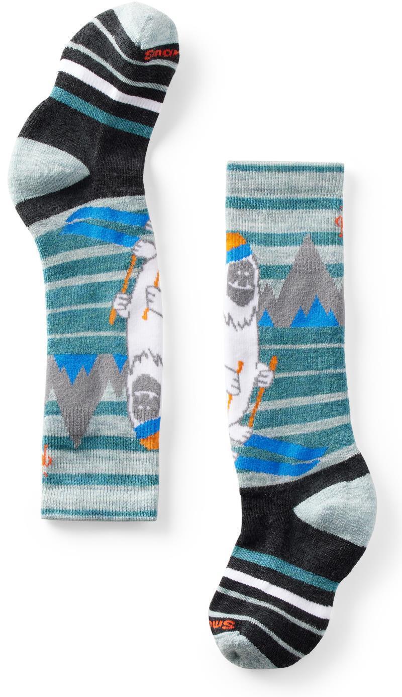 Wintersport Full Cushion Yeti Pattern Over The Calf Socks - Kids - Frosty Green 1