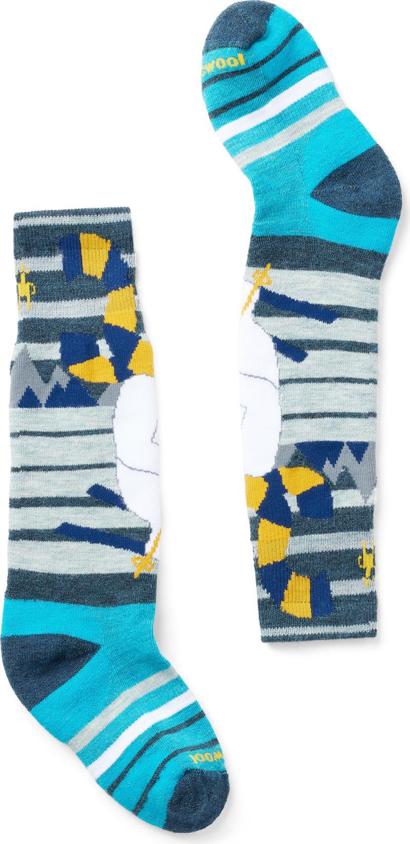 Wintersport Full Cushion Yeti Pattern Over The Calf Socks - Kids - Twilight Blue 1