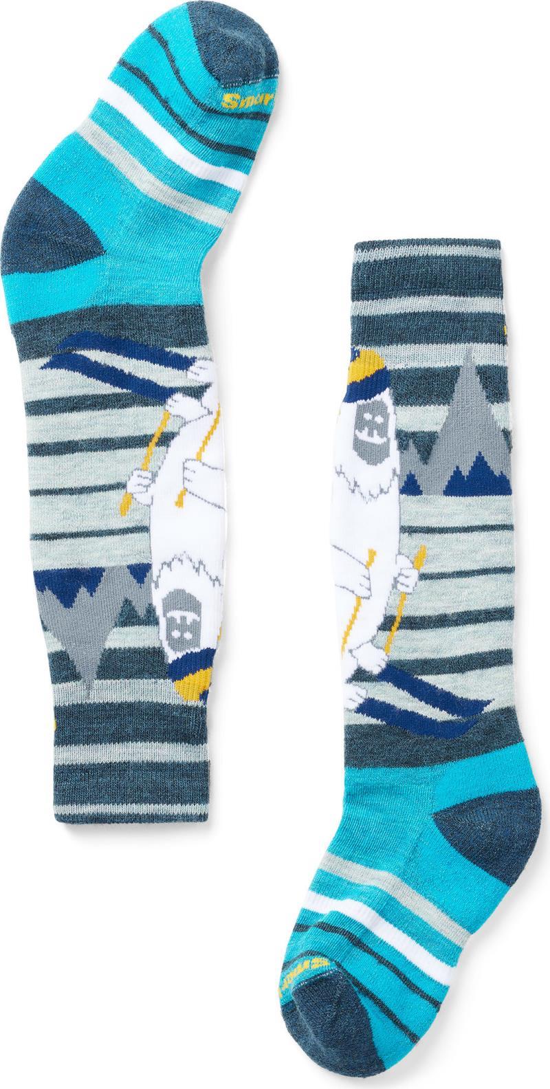 Wintersport Full Cushion Yeti Pattern Over The Calf Socks - Kids - Twilight Blue 2