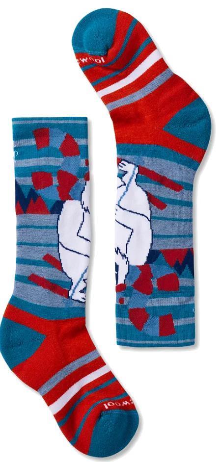 Wintersport Full Cushion Yeti Pattern Over The Calf Socks - Kids - ocean abyss 1