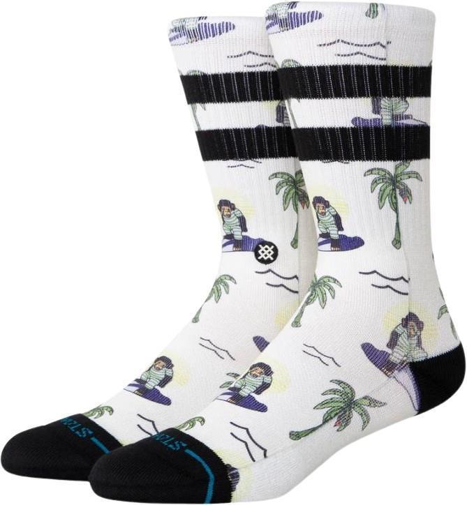STP Surfin` Monkey Crew Socks - Unisex - White 1