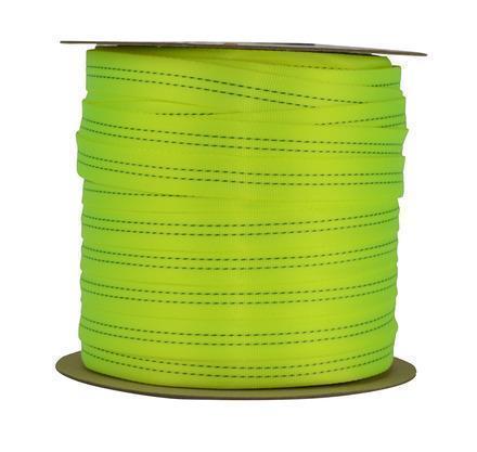 TechTape Tubular Webbing 1" x 92m / 300` (Sold p/mtr) - Neon Yellow 1