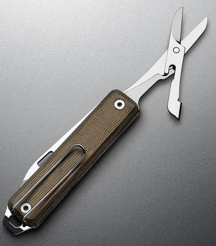 The Ellis - Scissors - OD Green / Stainless / Micarta / Serrated 3